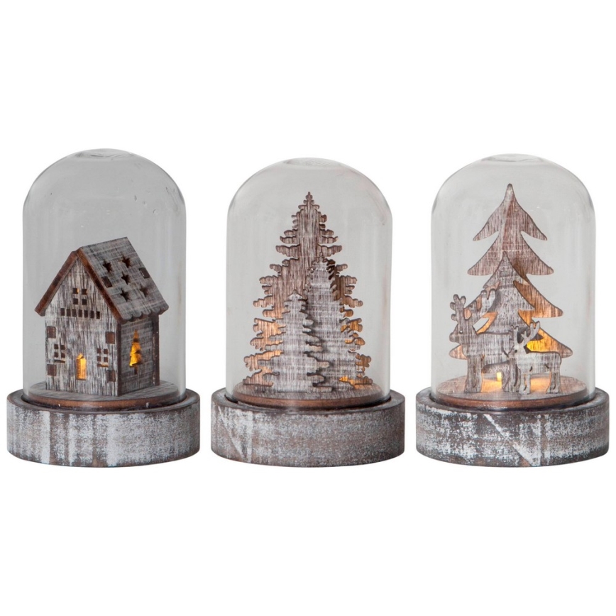 Eglo - Set 3x LED Weihnachtsdekoration LED/0,06W/1xCR2032 braun