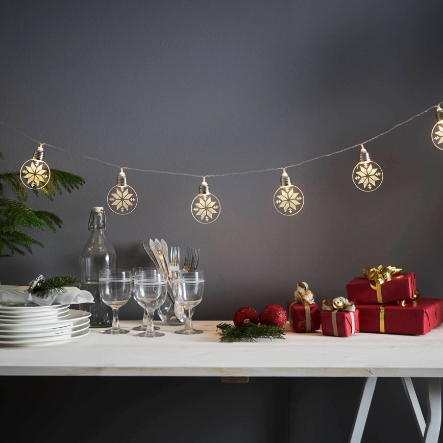 Eglo 411112 - LED-Weihnachtslichterkette ORNAMENT 10xLED/3xAA 2,4m warmweiβ