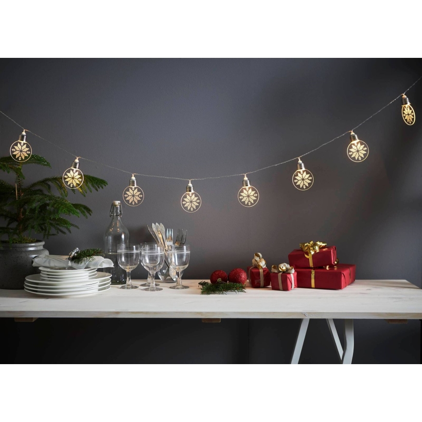 Eglo 411112 - LED-Weihnachtslichterkette ORNAMENT 10xLED/3xAA 2,4m warmweiβ