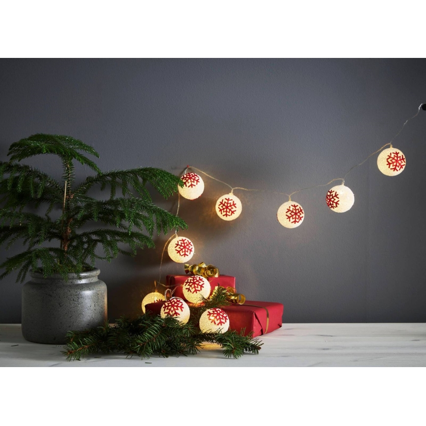 Eglo 411113 - Catena natalizia LED ORNAMENT 10xLED/3xAA 1,35m bianco caldo