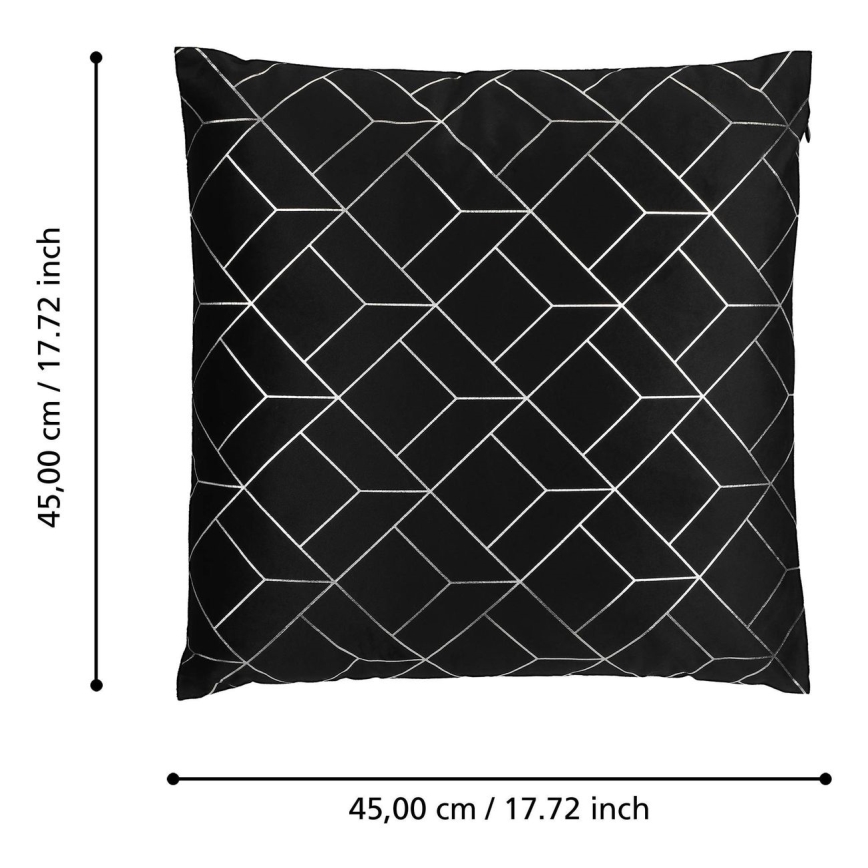 Eglo - Cuscino decorativo 45x45 cm nero/argento