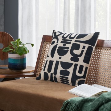 Eglo 420307 - Dekokissen CHEVERY 45 x 45 cm creme/schwarz