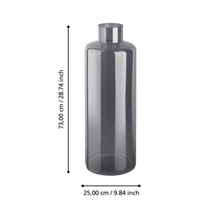 Eglo 421381 - Glasvase NABAS 73x25 cm schwarz/rauchgrau