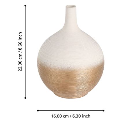 Eglo - Keramik-Vase 22x16 cm weiß/golden