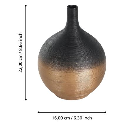 Eglo - Vaso in ceramica 22x16 cm nero/oro