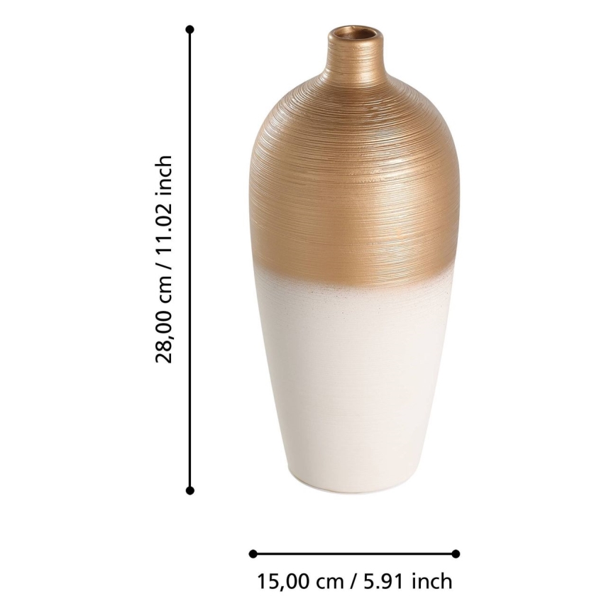 Eglo - Vaso in ceramica 28x15 cm bianco/oro