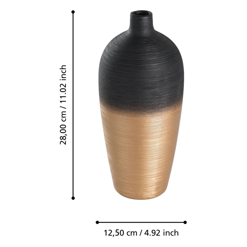 Eglo - Vaso in ceramica 28x12,5 cm nero/oro