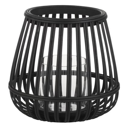 Eglo - Bougeoir 20x22 cm noir/bambou