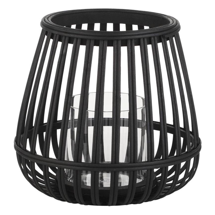 Eglo - Bougeoir 20x22 cm noir/bambou