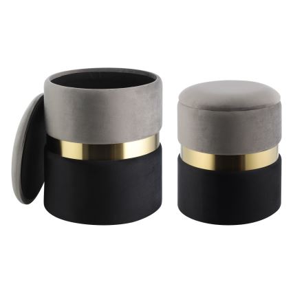 Eglo - SET 2x Sgabello diametro 31,5/36 cm grigio/nero/oro