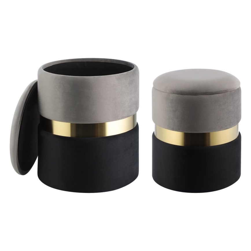 Eglo - SET 2x Sitzhocker d 31,5/36 cm grau/schwarz/golden