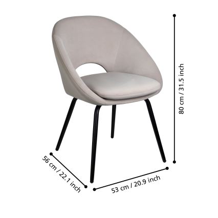 Eglo - Sedia da pranzo 80x56 cm grigio