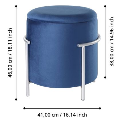 Eglo - Sgabello 46x41 cm blu/cromo