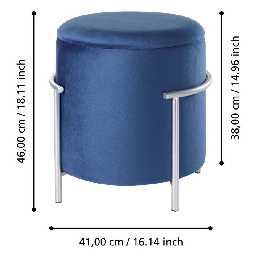 Eglo - Sgabello 46x41 cm blu/cromo