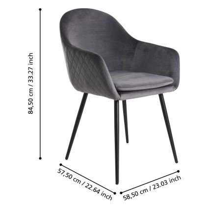 Eglo - Sedia da pranzo 87,5x58,5 cm grigio