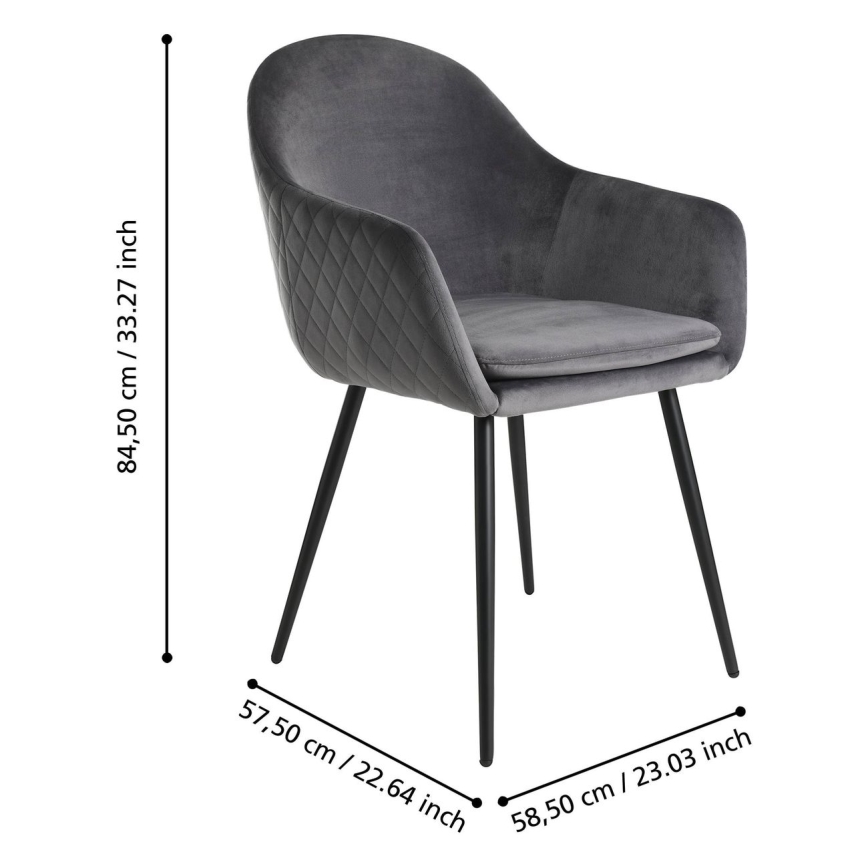 Eglo - Sedia da pranzo 87,5x58,5 cm grigio