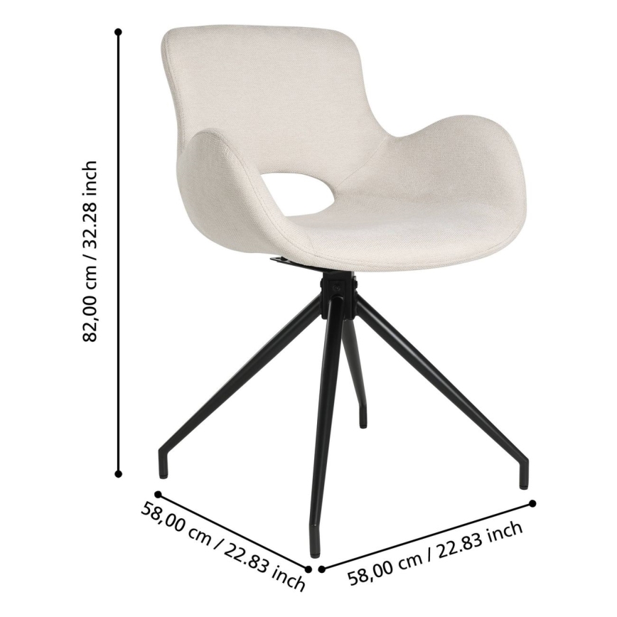 Eglo - Sedia da pranzo 82x58 cm color crema/nero