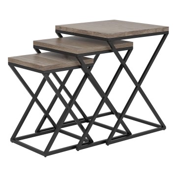 Eglo 424783 - Lot de 3 tables d'appoint CLONMANY marron/noir