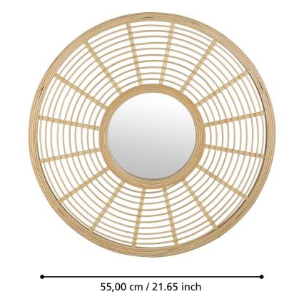 Eglo - Specchio da parete diam. 55 cm in bambù