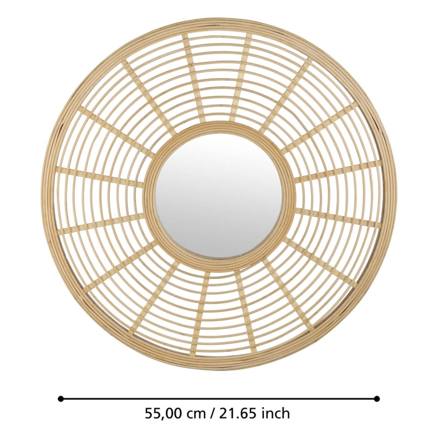Eglo - Specchio da parete diam. 55 cm in bambù