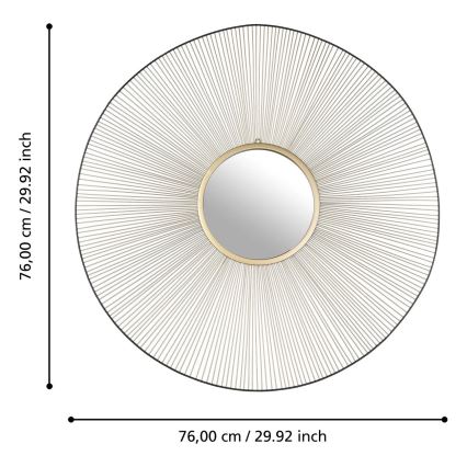 Eglo - Specchio da parete diametro 76 cm oro/nero