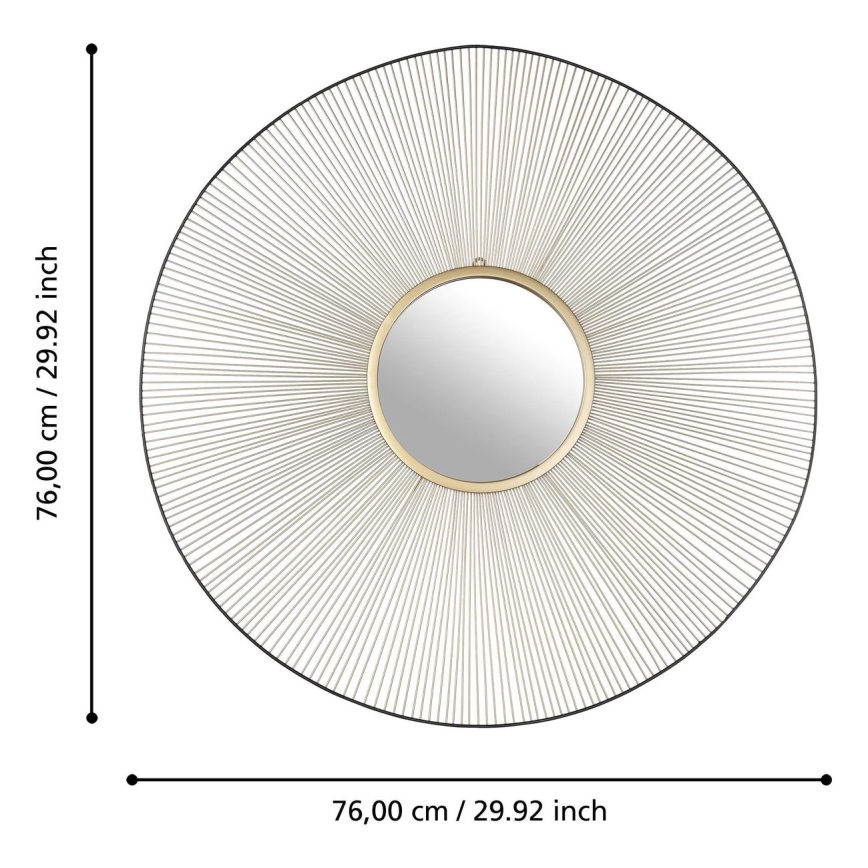 Eglo - Specchio da parete diametro 76 cm oro/nero