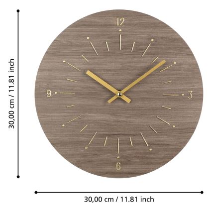 Eglo - Horloge murale 1xAA d. 30 cm marron