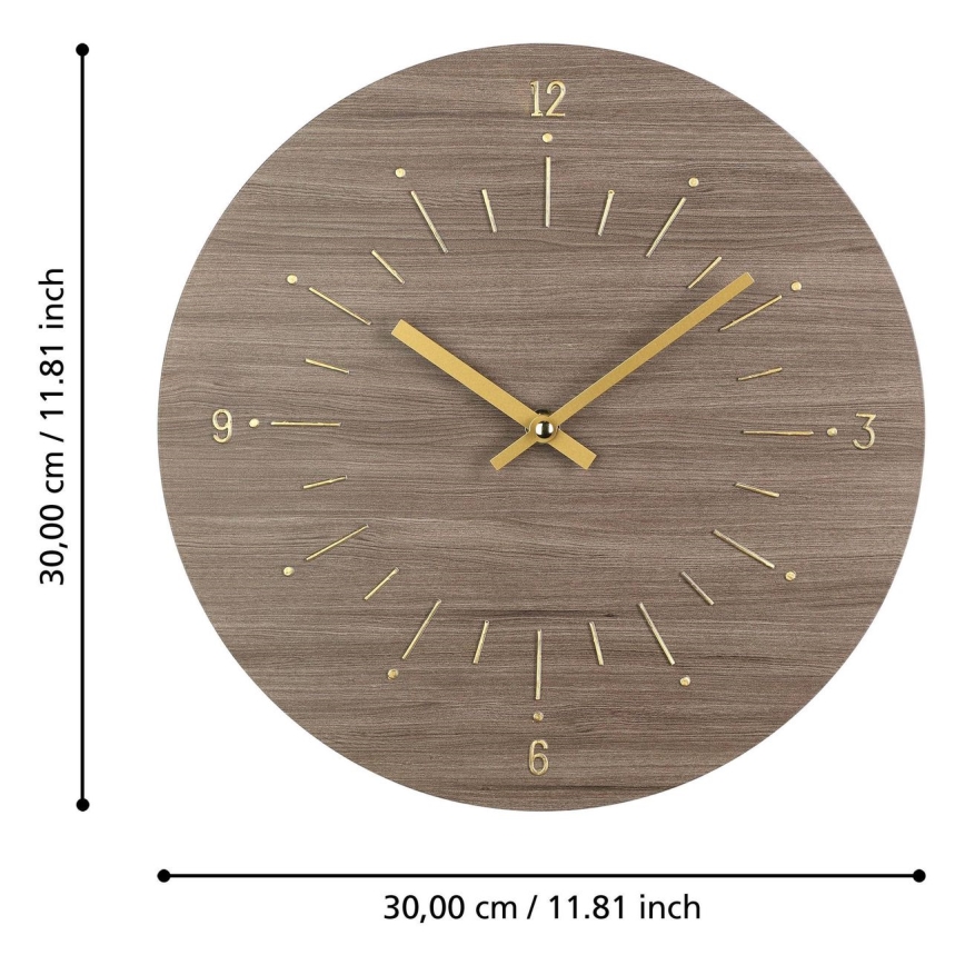 Eglo - Horloge murale 1xAA d. 30 cm marron