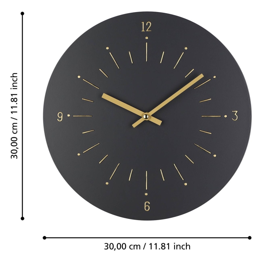 Eglo - Wanduhr 1xAA d 30 cm schwarz