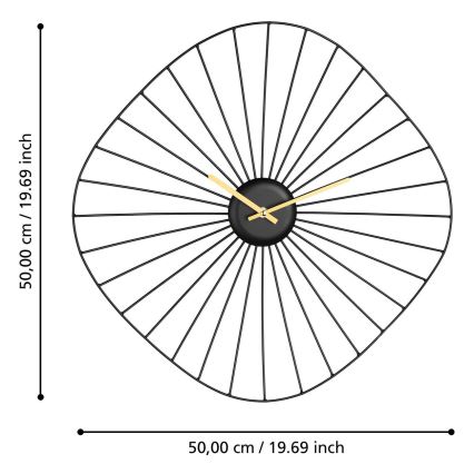 Eglo - Orologio da parete 1xAA 50x50 cm nero