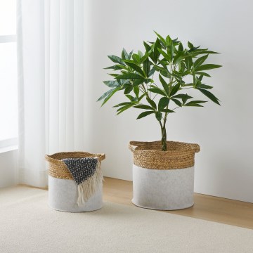 Eglo 426584 - Lot de 2 paniers décoratifs NANAE 30 x 31 cm blanc/beige