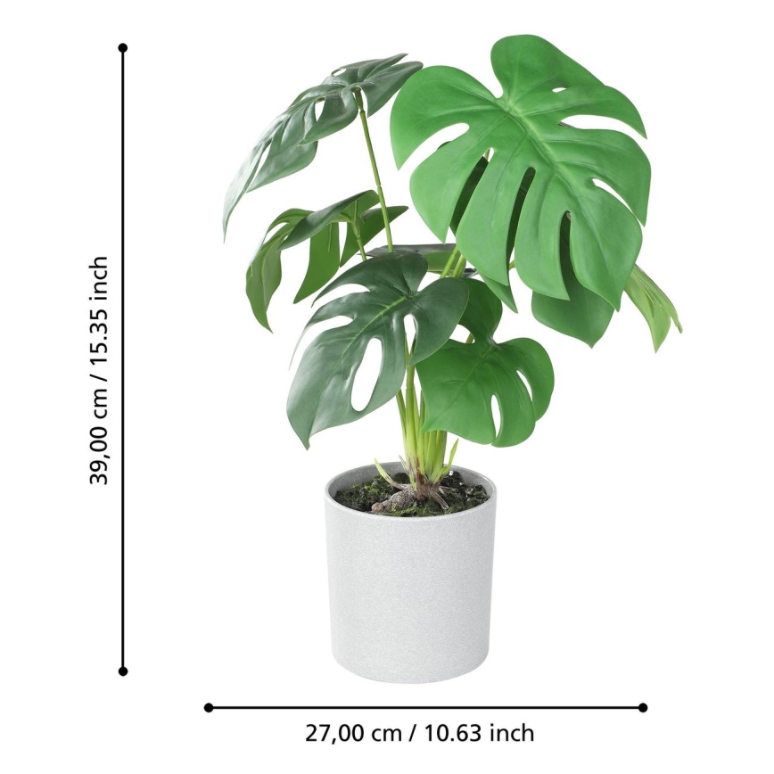 Eglo - Pianta artificiale in vaso da fiori 42x30 cm monstera