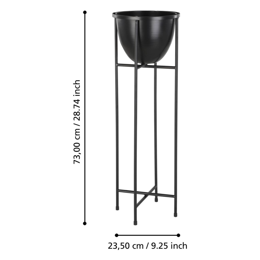 Eglo - Vaso da fiori in metallo 73x23,5 cm nero