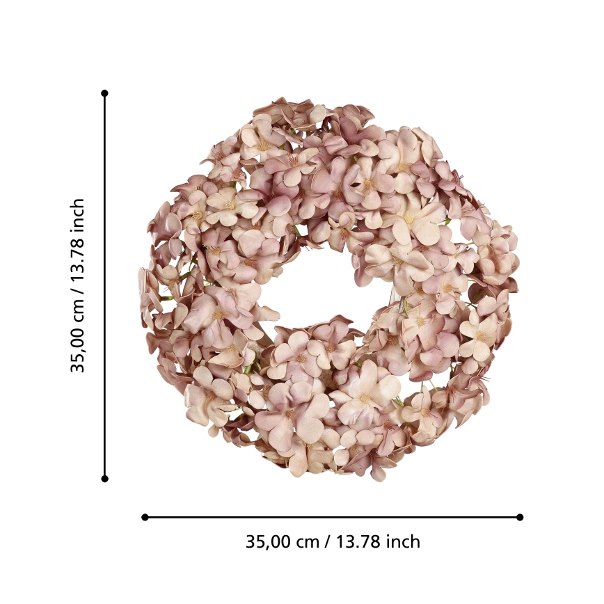Eglo - Corona di fiori artificiali diametro 35 cm rosa