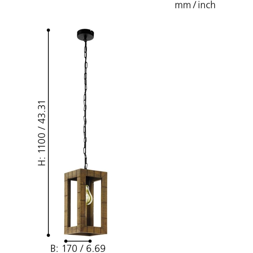 Eglo 43105 - Lustre sur chaîne TAKHIRA 1xE27/60W/230V érable