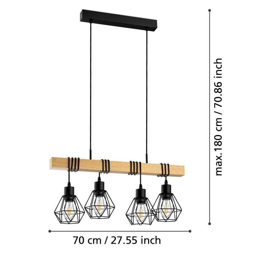 Eglo - Hängeleuchte TOWNSHEND 4xE27/60W/230V basket
