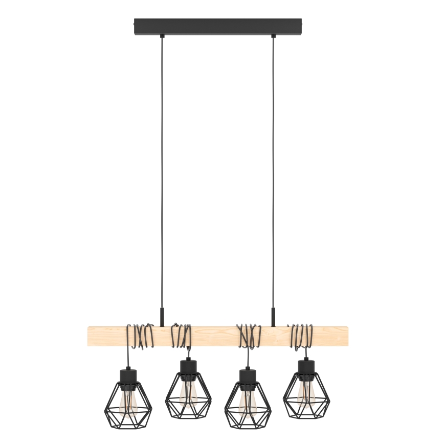 Eglo - Lampadario a sospensione con filo TOWNSHEND 4xE27/60W/230V basket