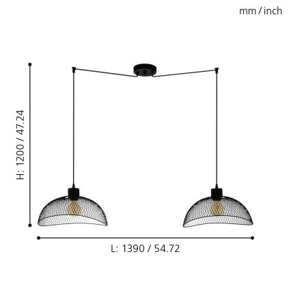Eglo - Suspension filaire 2xE27/60W/230V araignée