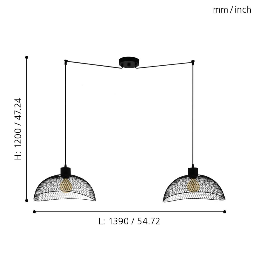 Eglo - Suspension filaire 2xE27/60W/230V araignée