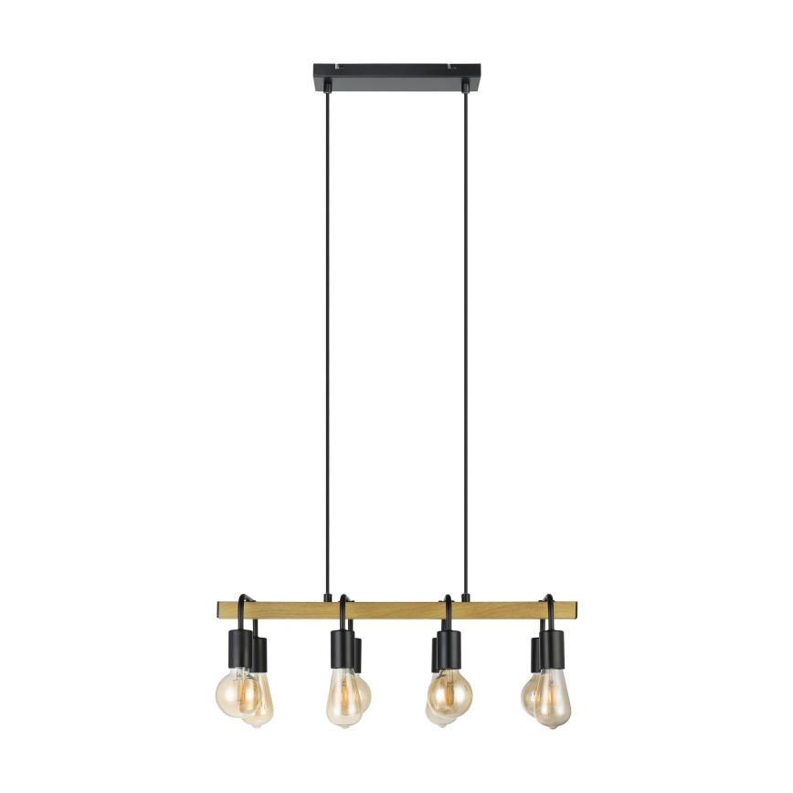 Eglo 43316 - Suspension à câbles ERRIBERA 8xE27/40W/230V chêne/noir