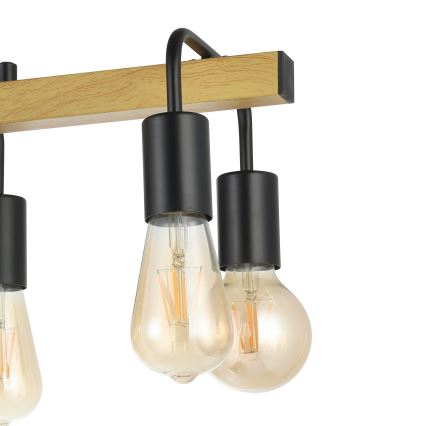 Eglo 43316 - Suspension à câbles ERRIBERA 8xE27/40W/230V chêne/noir