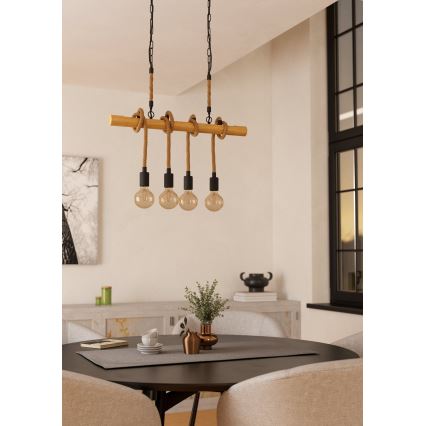 Eglo 43318 - Lampadario a catena YOUNGSTOWN 4xE27/40W/230V