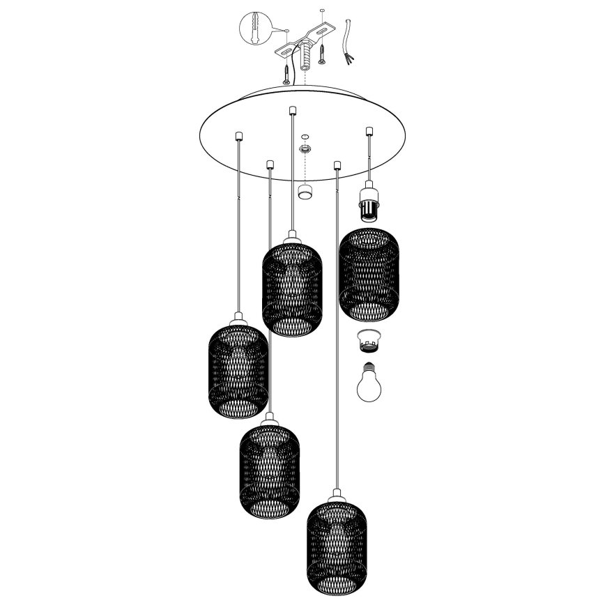 Eglo - Lampadario a sospensione con filo 5xE27/60W/230V