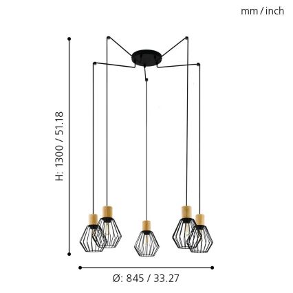 Eglo - Hängeleuchte 5xE27/60W/230V Spinne