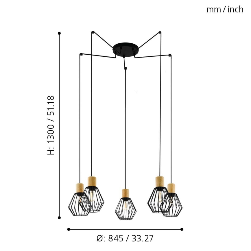 Eglo - Hängeleuchte 5xE27/60W/230V Spinne