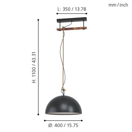 Eglo 43396 - Suspension sur câble HODSOLL 1xE27/40W/230V