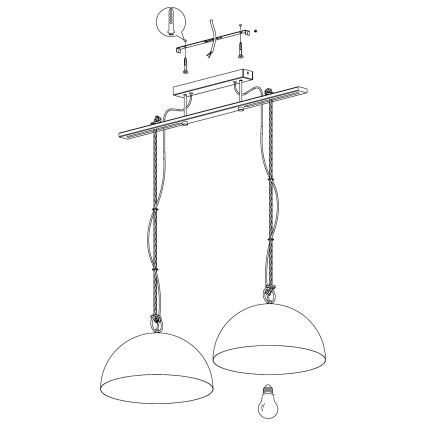 Eglo 43397 - Suspension sur câble HODSOLL 2xE27/40W/230V