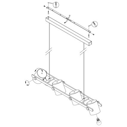 Eglo - Lampadario su corda 4xE27/28W/230V
