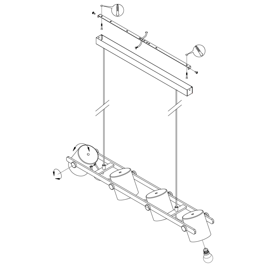 Eglo - Lampadario su corda 4xE27/28W/230V