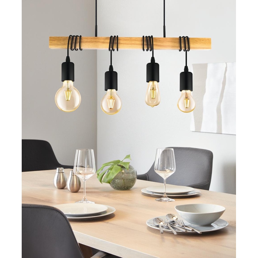Eglo - Lampadario a sospensione con filo TOWNSHEND 4xE27/60W/230V - FSC certificato